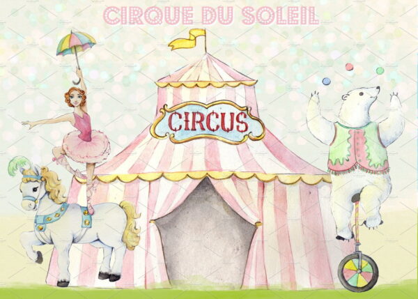 KIT DIGITAL CIRCO AQUARELA VINTAGE