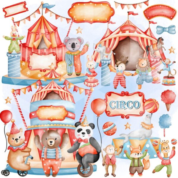 Kit Digital Circo Aquarelado #1222#