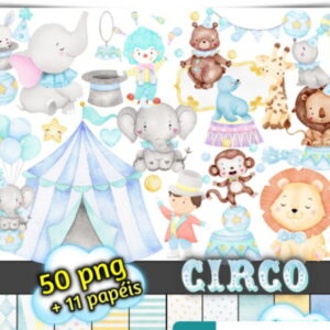 Kit Digital Circo Azul Aquarelado (06)