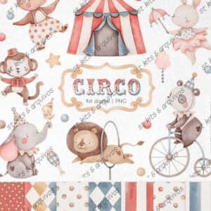 Kit Digital Circo Em Aquarela