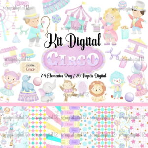 Kit Digital - Circo Rosa Aquarela