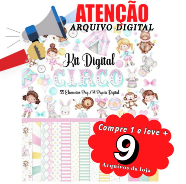 KIT DIGITAL - CIRCO ROSA AQUARELA - Image 3