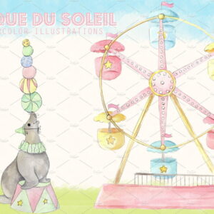 Kit digital Circo Rosa Vintage Aquarela - ENVIO IMEDIATO