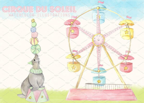 Kit digital Circo Rosa Vintage Aquarela - ENVIO IMEDIATO