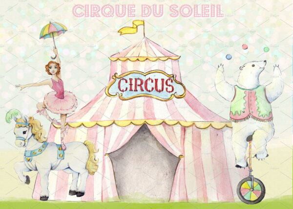 Kit digital Circo Rosa Vintage Aquarela - ENVIO IMEDIATO - Imagem 3
