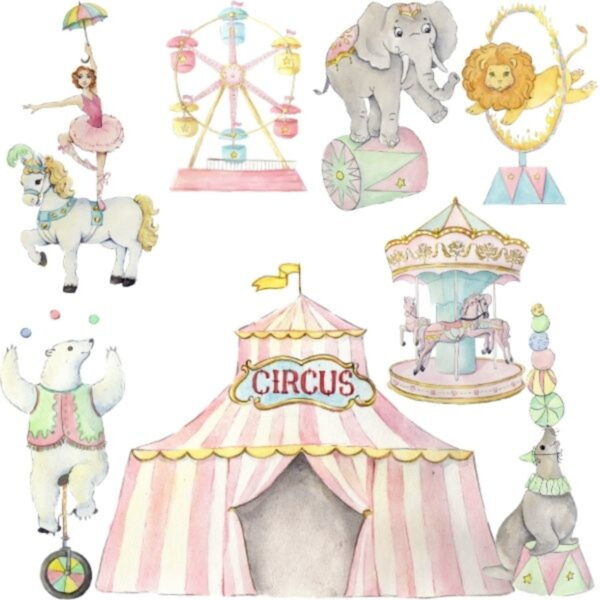 Kit Digital Circo Vintage Aquarela - Image 2