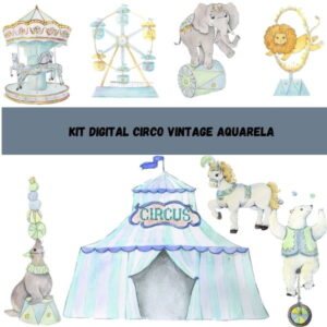Kit Digital Circo Vintage Aquarela