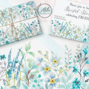 Kit Digital Clipart Floral Azul Turquesa
