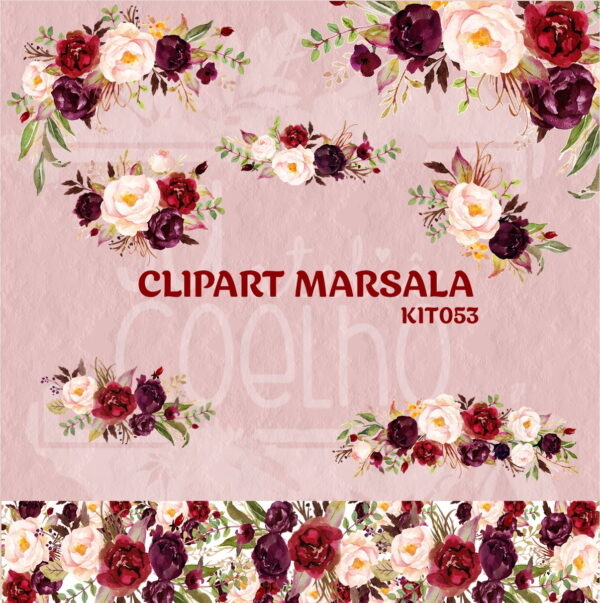 Kit Digital Clipart Marsala