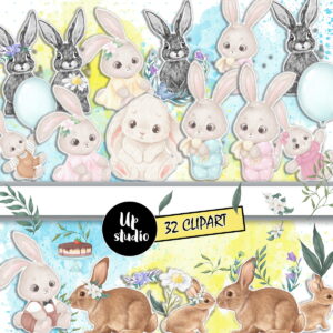 Kit Digital Coelhinho da Páscoa Aquarela
