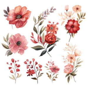 Kit Digital Coleção de Buquê de Flores em Aquarela