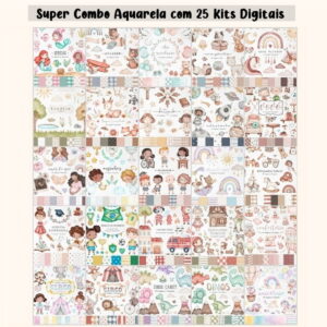 Kit Digital - Combo com 25 Kits Digitais Aquarela