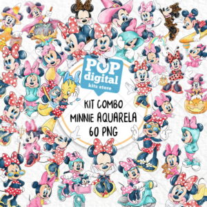Kit Digital Combo Minnie Aquarela