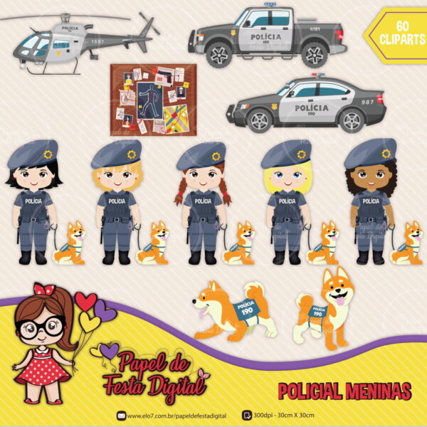 Kit Digital Completo Policial Meninas - Imagem 4