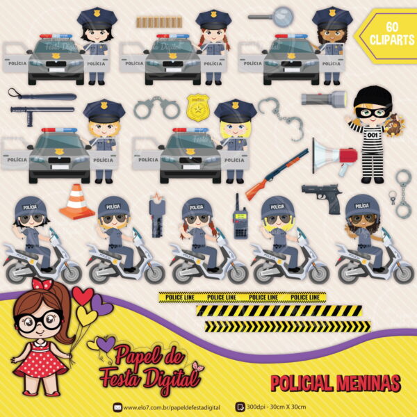 Kit Digital Completo Policial Meninas - Imagem 2