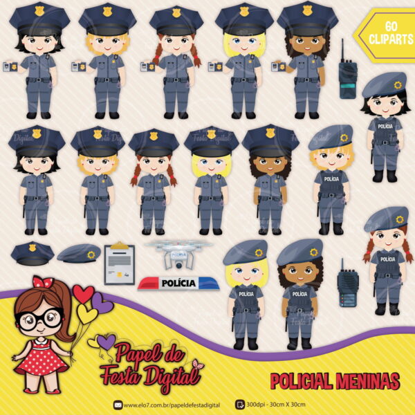 Kit Digital Completo Policial Meninas - Imagem 3