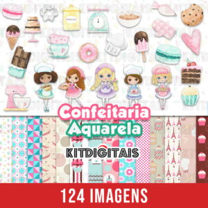 Kit Digital Confeitaria Aquarela