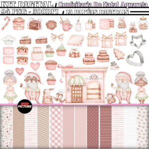 Kit Digital Confeitaria do Natal Aquarela
