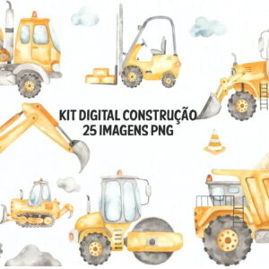 Kit Digital Construção Aquarelado #962#