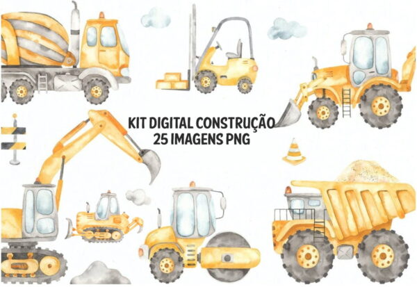 Kit Digital Construção Aquarelado #962#