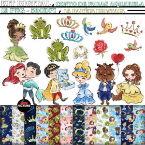 Kit Digital Conto de Fadas Aquarela