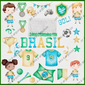 Kit Digital Copa do Mundo em Aquarela • Brasil
