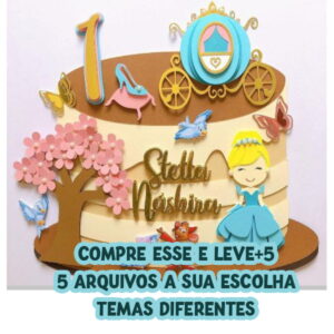 Kit Digital Corte de Topo Bolo Princesa