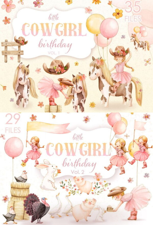 KIT DIGITAL COWGIRL AQUARELA 1 E 2