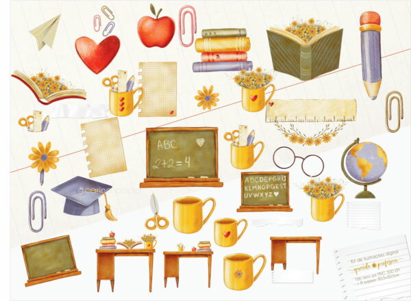 Kit Digital De Ilustrações: Querida Professora 1 (brancas) - Imagem 2