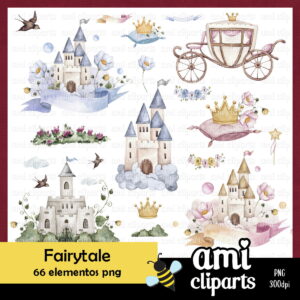Kit Digital Castelos Princesa Aquarela #03