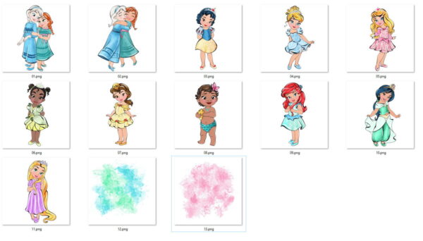 Kit Digital Princesas Baby Aquarela - Imagem 2