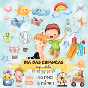 Kit Digital Dia das Crianças Aquarela (+1 Arquivo) (136)