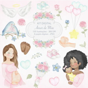 Kit Digital - Dia das Mães Aquarela