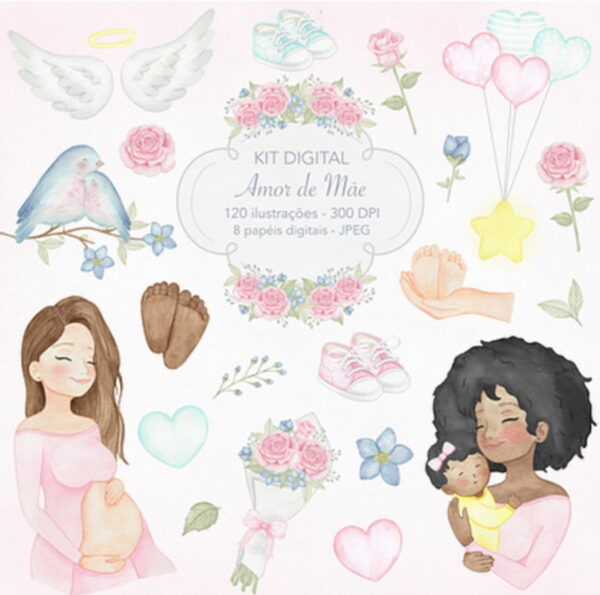 Kit Digital - Dia das Mães Aquarela