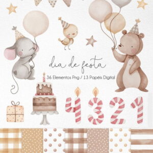 Kit Digital - Dia de Festa Aquarela