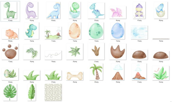 Kit Digital Dino Aquarela - Image 2