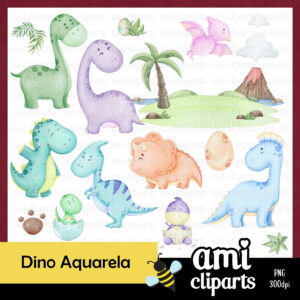 Kit Digital Dino Aquarela
