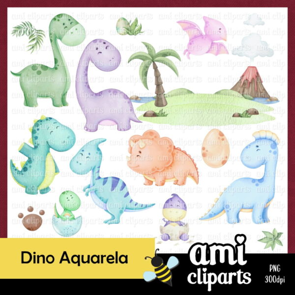 Kit Digital Dino Aquarela