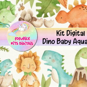 kit digital Dino baby aquarela