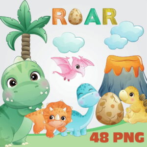 Kit Digital Dinos Aquarelado 1020