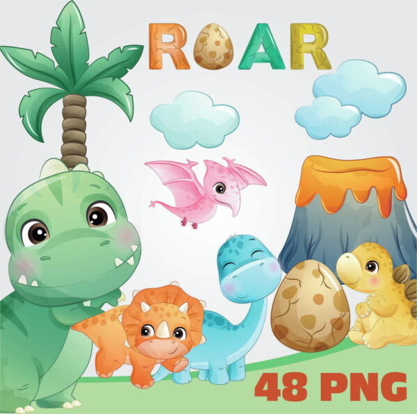 Kit Digital Dinos Aquarelado 1020