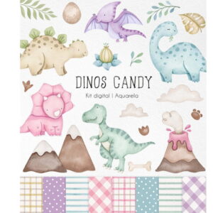 Kit Digital - Dinos Candy Aquarela