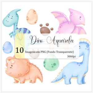 Kit Digital - Dinossauro Aquarela