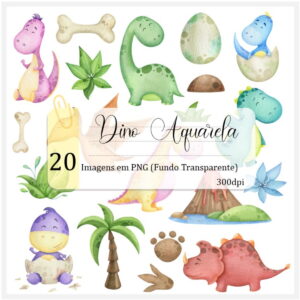 Kit Digital - Dinossauro Aquarela