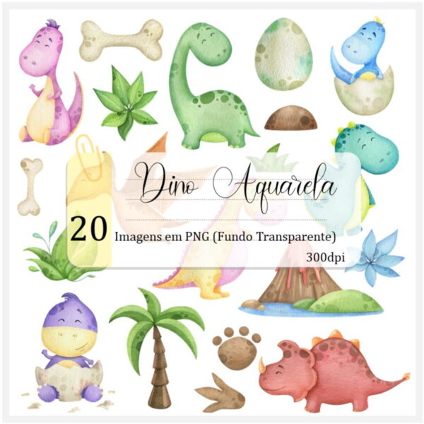 Kit Digital - Dinossauro Aquarela
