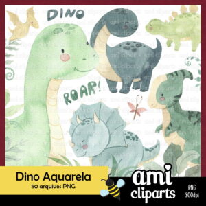 Kit Digital Dinossauro Aquarela