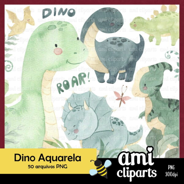 Kit Digital Dinossauro Aquarela