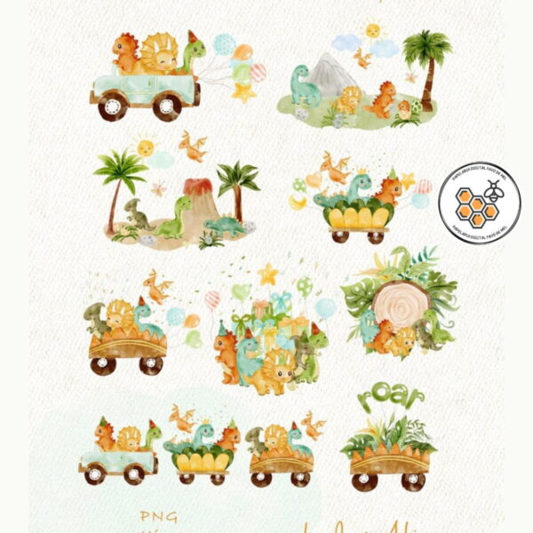 Kit Digital Dinossauro Aquarela Premium - Oh My Dino! - Imagem 4