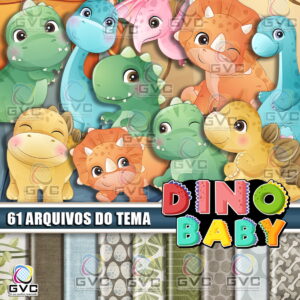 Kit Digital Dinossauro Baby Aquarela