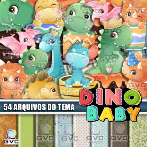 Kit Digital Dinossauro Baby Aquarela